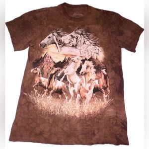 The Mountain Brown Wild Horses 100% Cotton T-Shirt